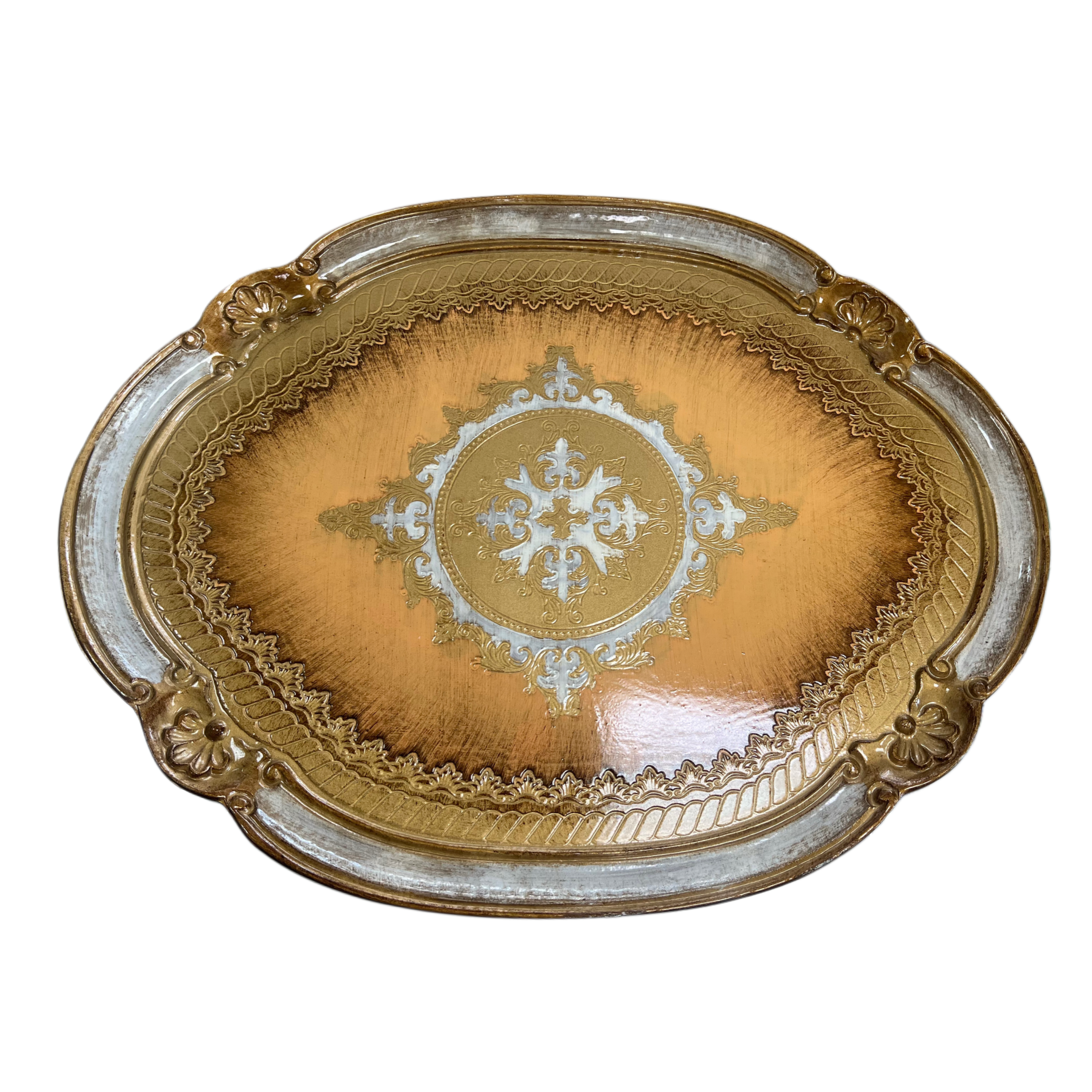 Azafate blanco-dorado